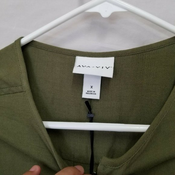 Ava & Viv womens top 14w Olive Green top nwt - Picture 4 of 6